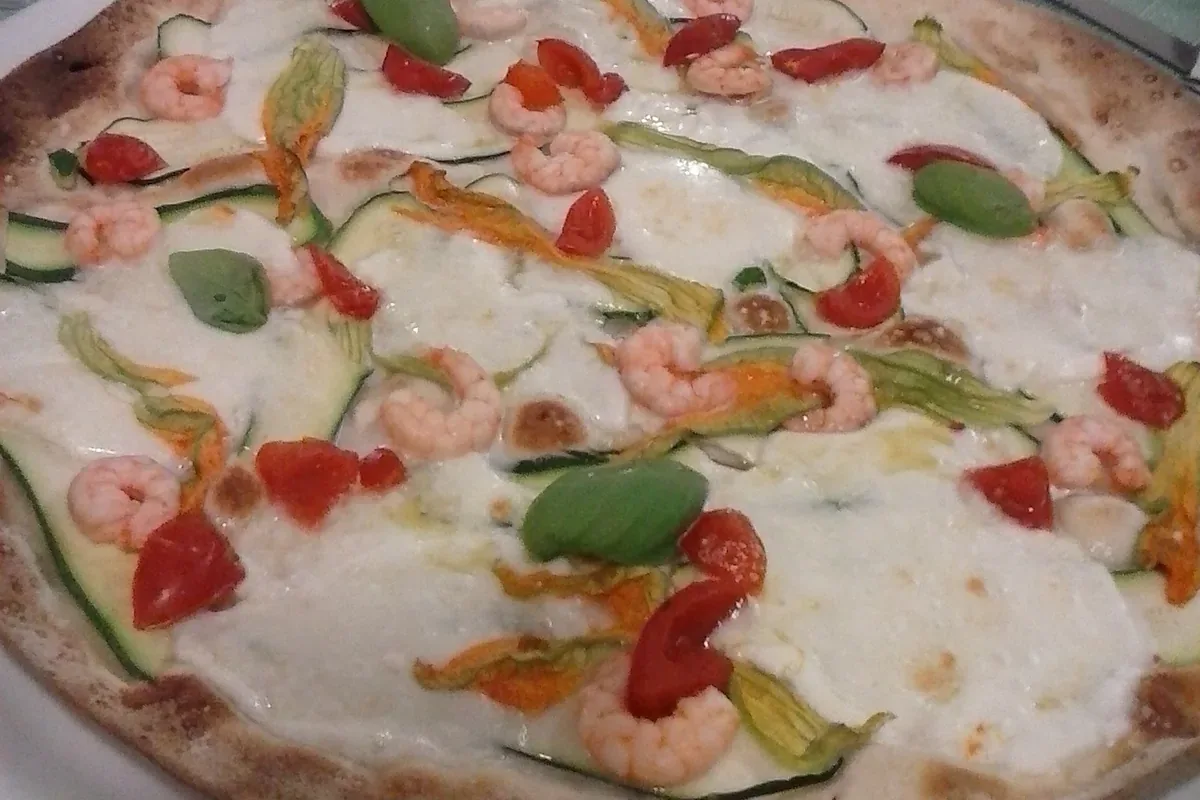Gamberetti e fiori di zucca